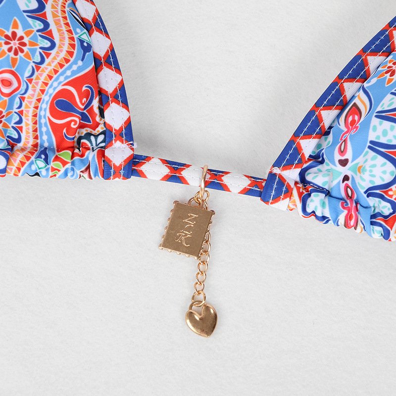 Retro 4-Color Printed Women's Swimwear Bikini – Vintage Style Beachwear