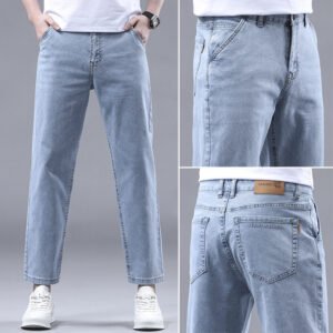 Men's Slim Fit Cropped Casual Light-Colored Jeans – Stylish & Comfortable