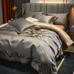 European-Style Luxury High-End Brocade Four-Piece Jacquard Bedding – Cotton Satin Quilt Cover and Bed Sheet Set