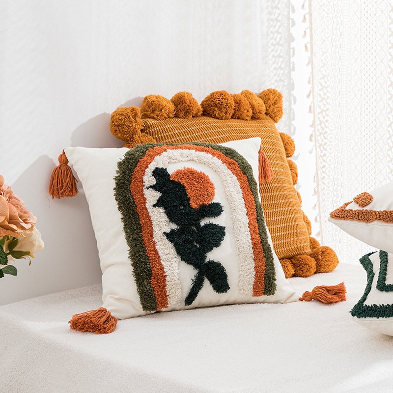 Loop Velvet Embroidered Sofa Cushion Cover – Soft and Luxurious Decorative Pillow