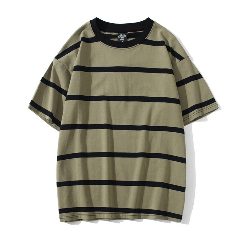 New Striped Short-Sleeved T-Shirt Men's Fashion – Simple and Loose Fit