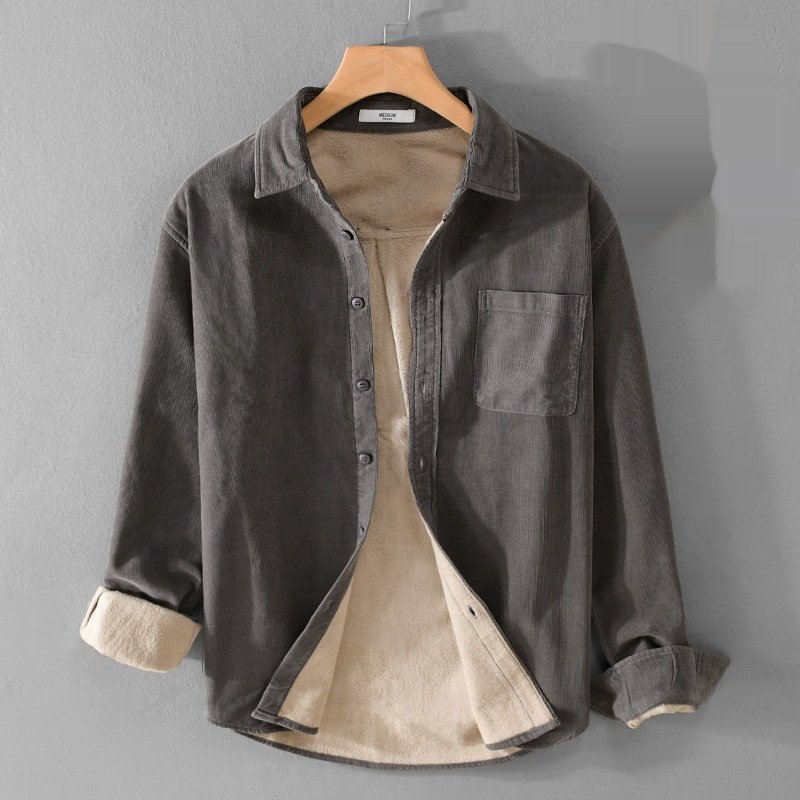 Cotton Corduroy Thick Warm Long Sleeve Shirt for Men – Stylish & Comfortable