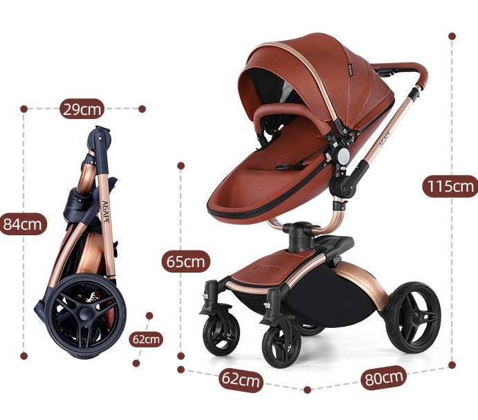 High Landscape Baby Stroller – 360-Degree Rotation, 3-in-1 Foldable Basket