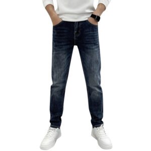 Men's Casual Slim Fit Straight-Leg Elastic Jeans – Comfortable & Stylish Denim