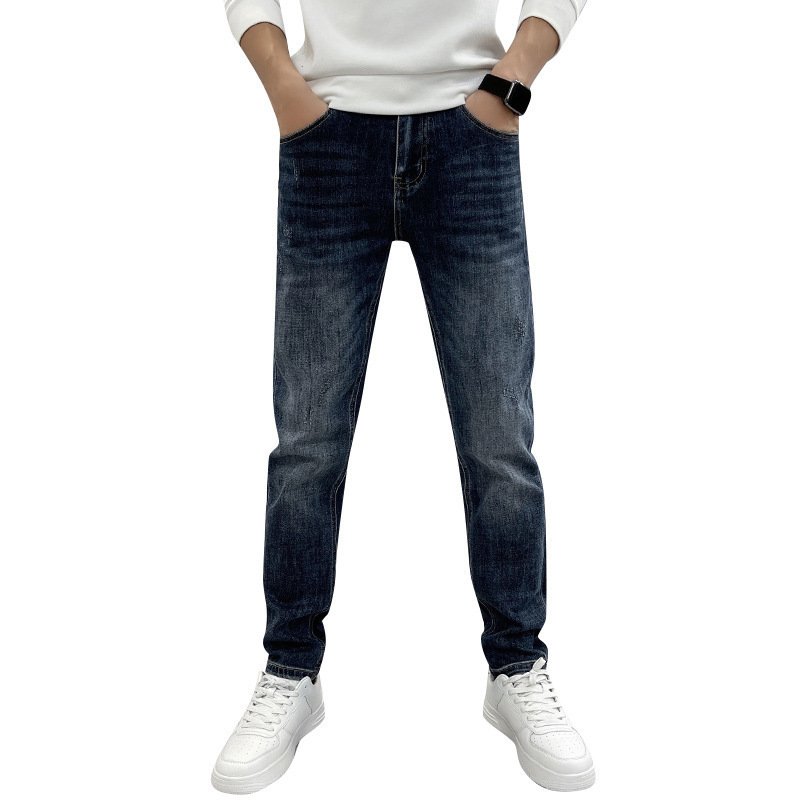Men's Casual Slim Fit Straight-Leg Elastic Jeans – Comfortable & Stylish Denim