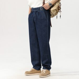 Blue Denim Straight High-Waist Jeans for Men – Stylish & Comfortable Fit