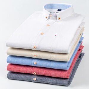 Long Sleeve Cotton Linen Slim Fit Fashion Casual Linen Shirt for Men