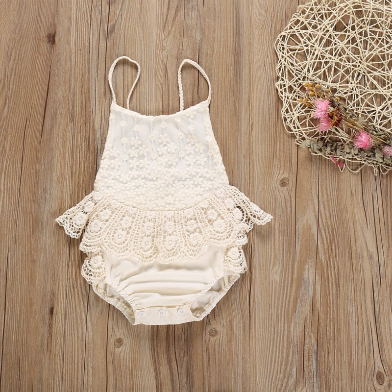 Baby Jumpsuit Summer Beige Lace Dress – Adorable & Elegant Outfit for Infants