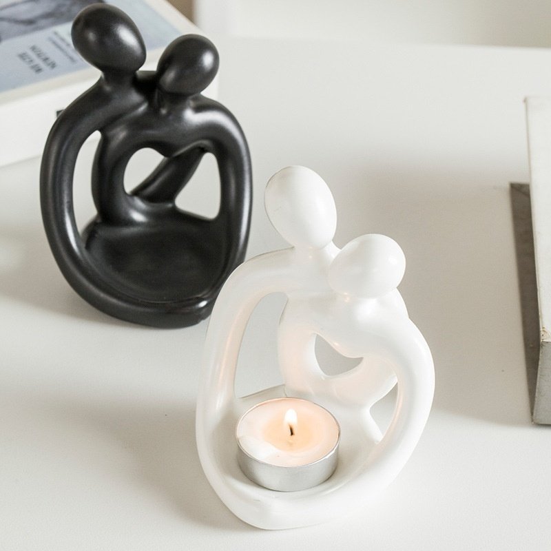 Ceramic Couple Candlestick – Modern Nordic Suit & Retro Aromatherapy Candle Cup Ornaments