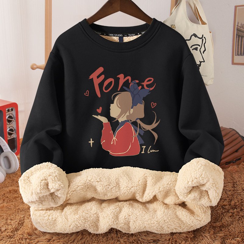Fleece-Lined Thickened Hooded Fleece Sweatshirt for Women - Warm & Cozy
