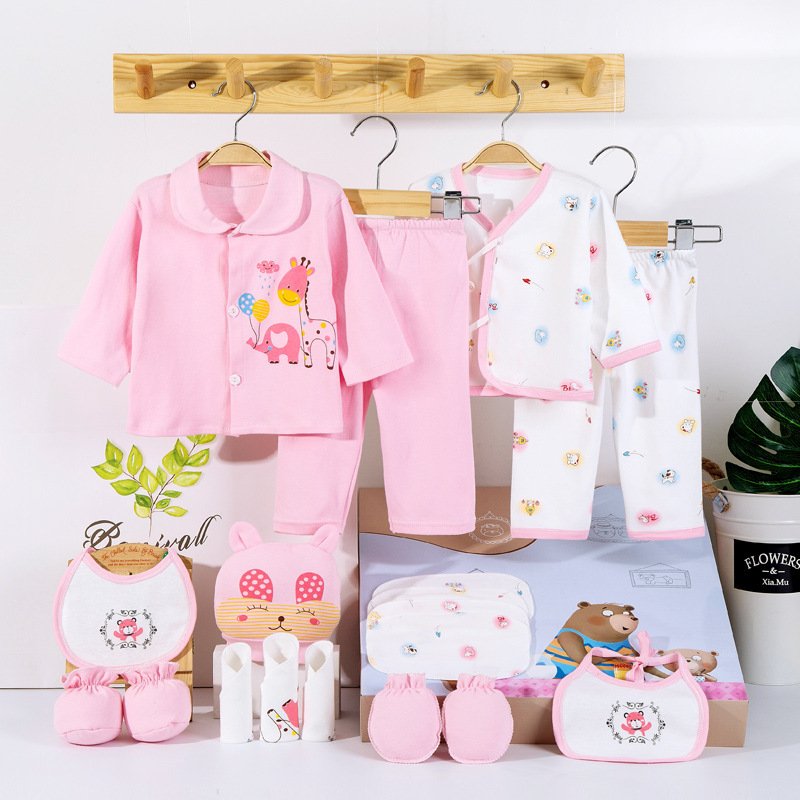 18-Piece Cotton Newborn Clothes Gift Box Set – Perfect Baby Shower Gift