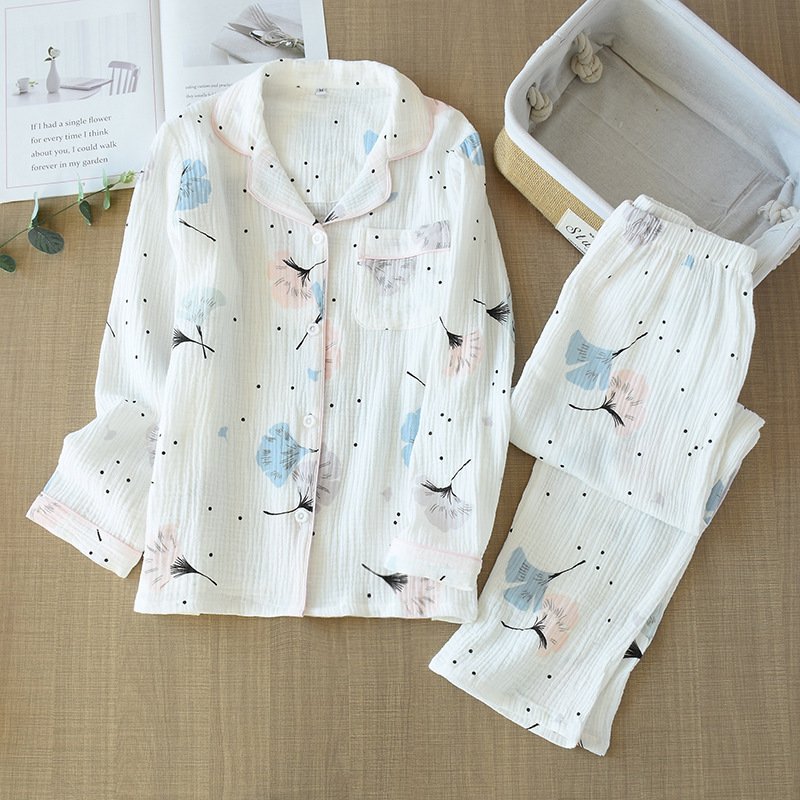 Skin-Friendly Washed Pure Cotton Yarn Pajamas for Women | Soft & Comfortable Sleepwear