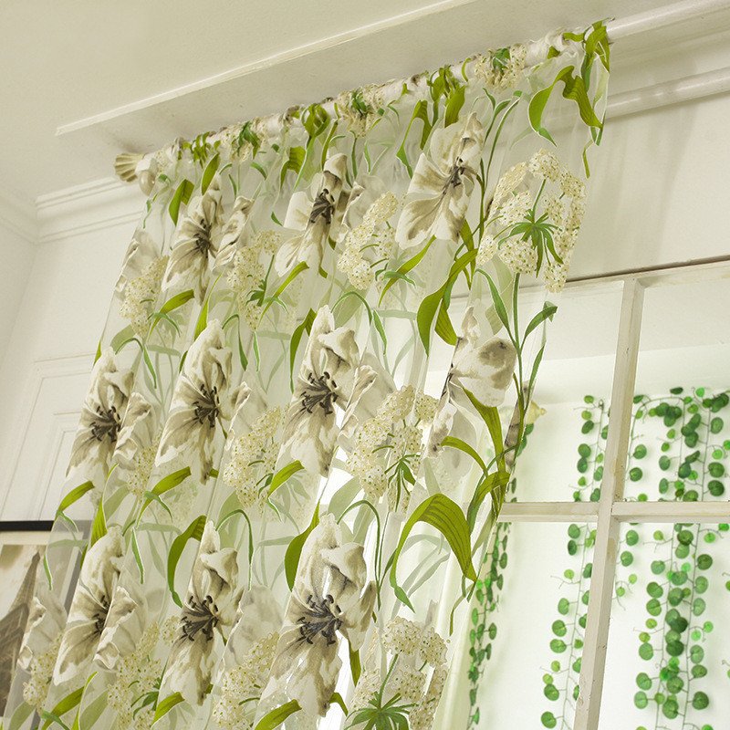 White Striped Yarn Translucent Curtain – Elegant Bedroom Window Treatment