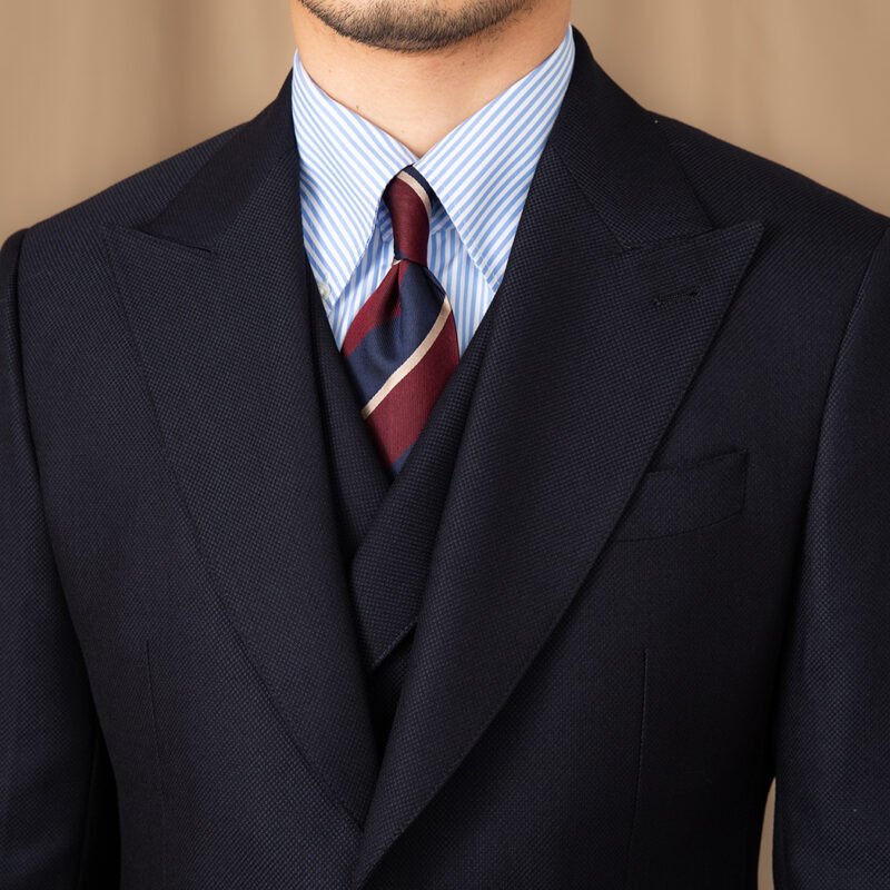 Men's Casual Gentleman Lapel Navy Blue Slim Three-Piece Suit – Stylish & Elegant