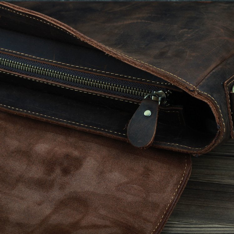 Retro First Layer Cowhide One-Shoulder Messenger Bag | Genuine Leather