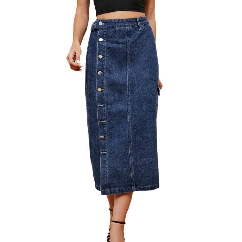 Half Elastic Denim Skirt for Women – Comfortable & Stylish