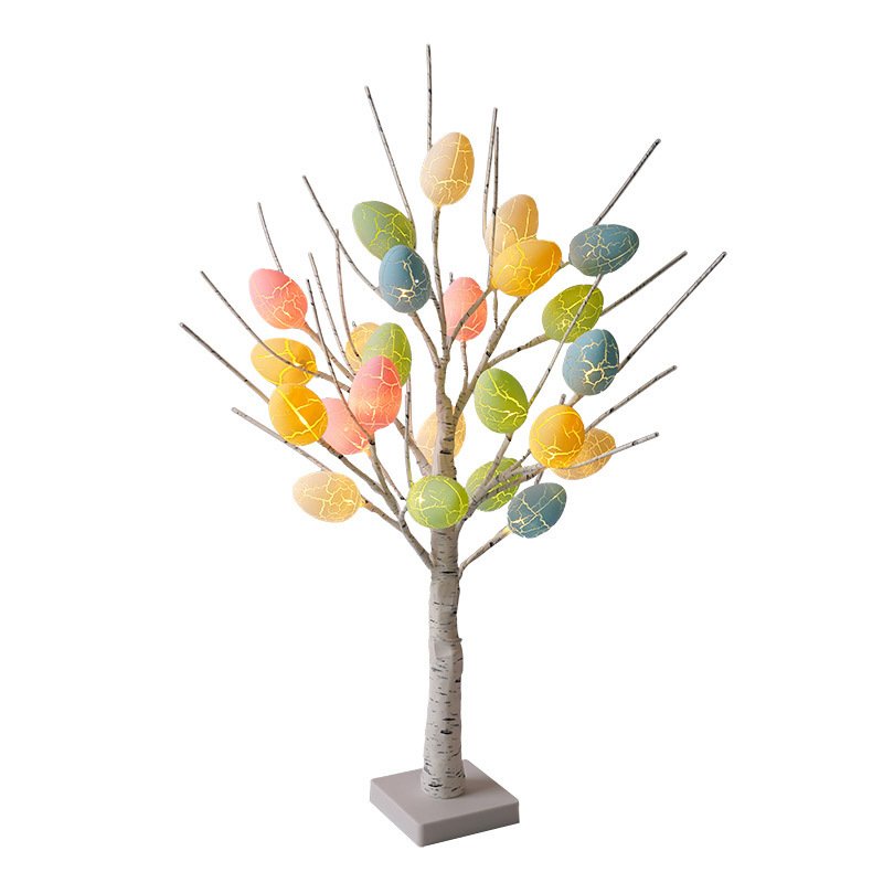Easter Decoration 60cm Birch Tree with LED Lights – Easter Egg Ornaments, Spring Party & Kids Gifts