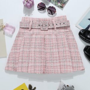 Bright Silk Plaid Skirt - Women's High Sense A-Line Fashion