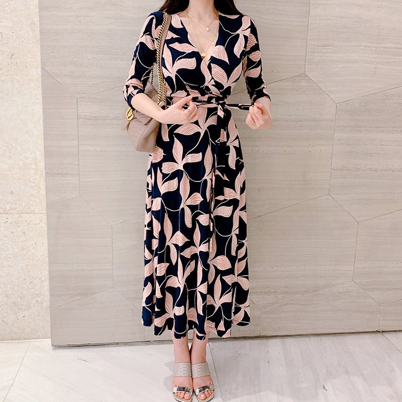 V Neck Waist One Piece Maternity Dress - Elegant & Comfortable Pregnancy Fashion