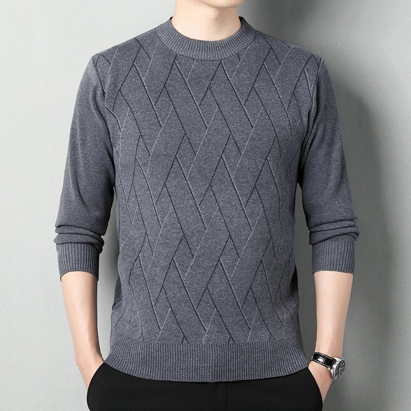 Men's Loose Multicolor Round Neck Warm Sweater – Cozy and Stylish Winter Wear