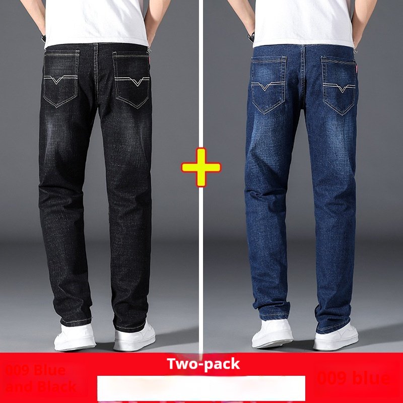 2- Pack Men's Summer Thin Loose Straight Jeans - Lightweight Casual Denim