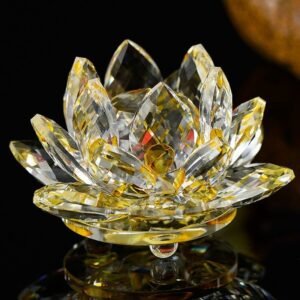 80mm Quartz Crystal Lotus Flower Crafts – Feng Shui Glass Paperweight, Home & Wedding Party Decor Gifts