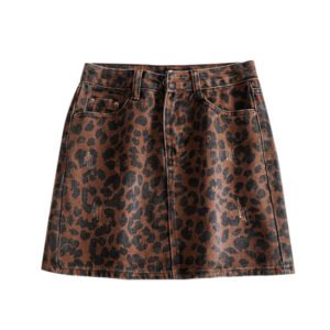 Leopard Print Slimming Retro A-Line Skirt – Stylish and Flattering Fit