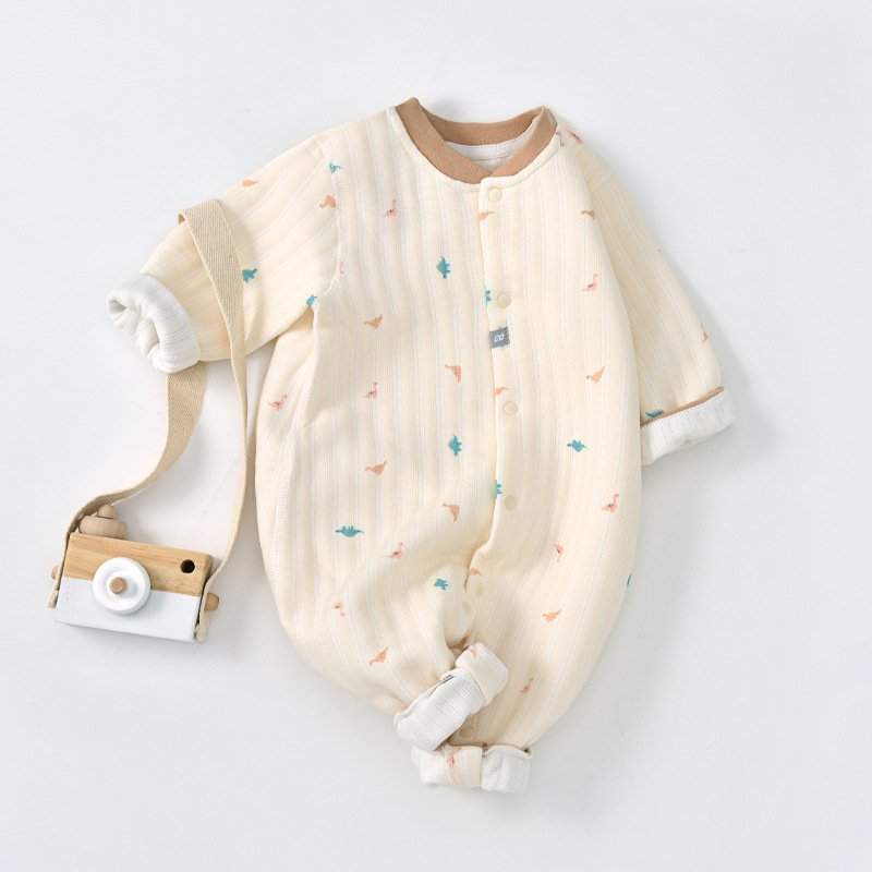 Baby Onesie - Autumn Grain Bear Long Sleeves, Three-Layer Warm Outfit