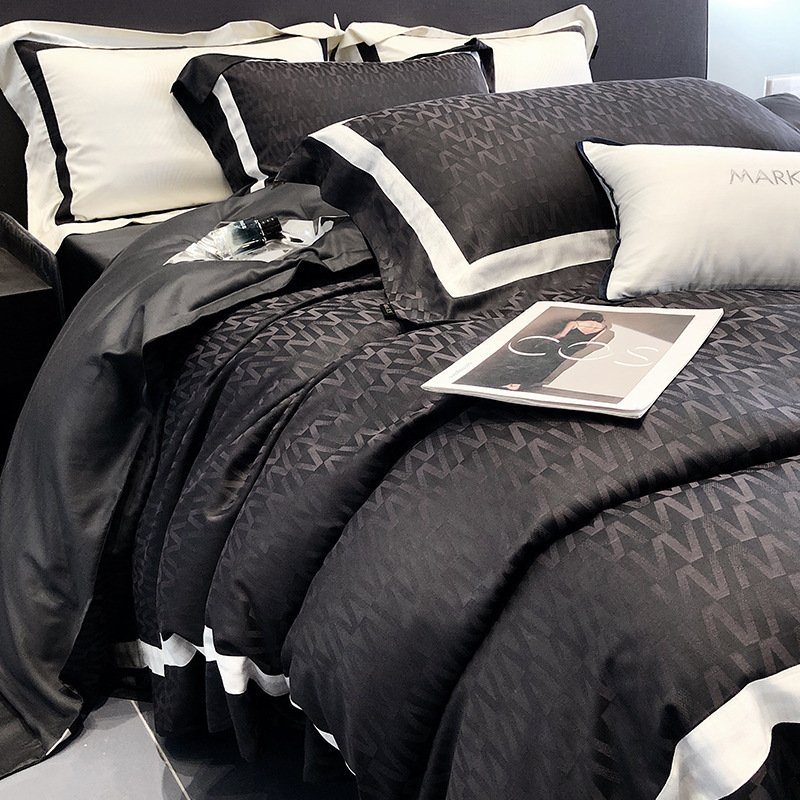 High-End Minimalist Tencel Cotton Bedding – Vintage Active Printing 4-Piece Home Textile Set