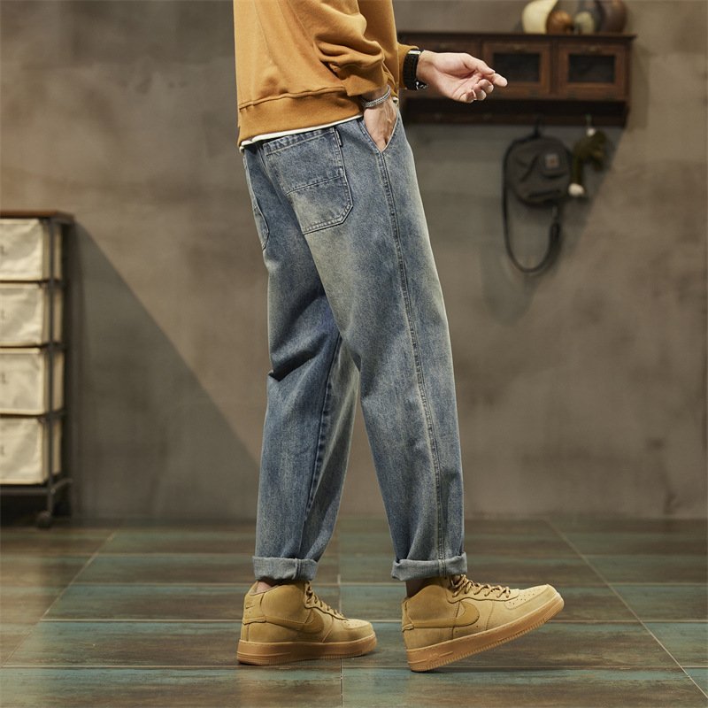 Retro Denim Pants for Men – Straight Loose Fit Vintage Style