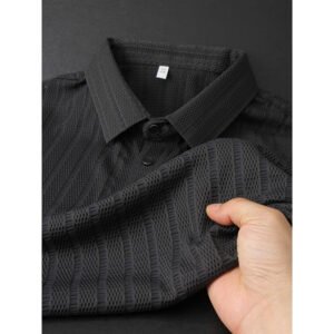 High-End Ice Silk Men's T-shirt – Short Sleeve Mesh Hollow Out Polo Shirt