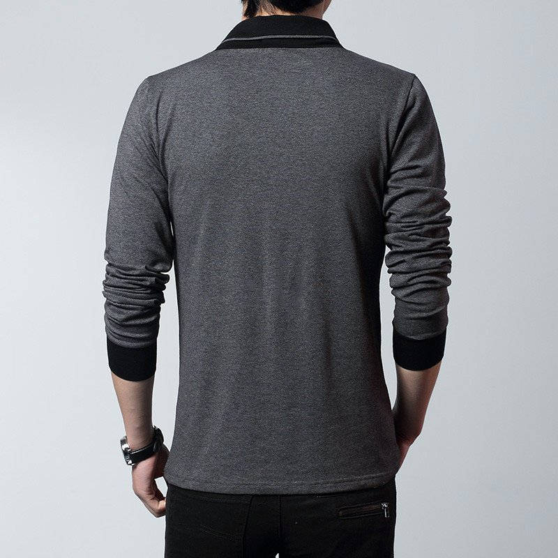 Men's V-Neck Long-Sleeved T-Shirt – Spring & Autumn Casual Wear