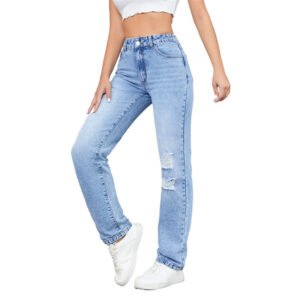 Loose High Waist Leisure Ripped Jeans – Stylish & Comfortable Casual Fit