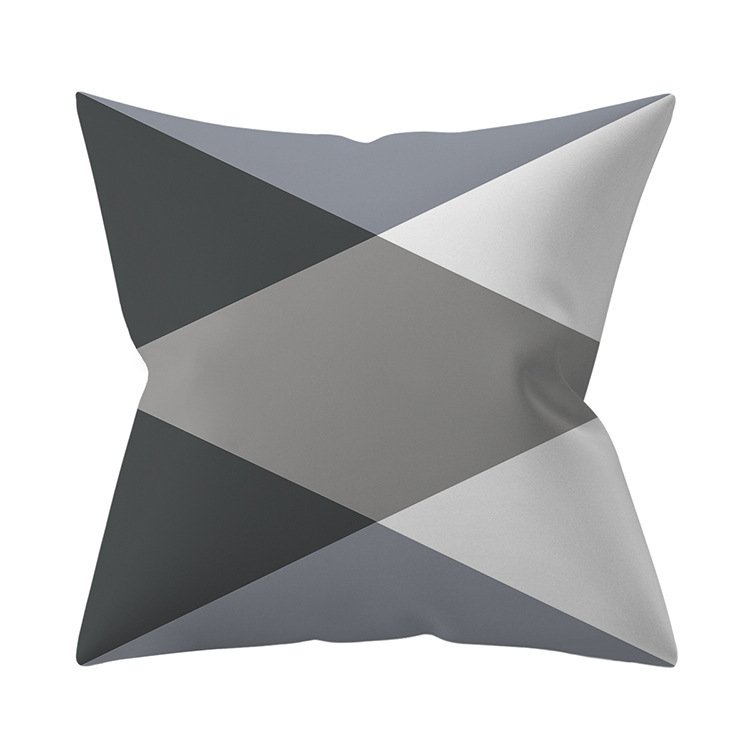 Gray Geometric Polyester Pillow Cover – Cross-border Hot Sale Silver Gray Sofa Cushion Cover
