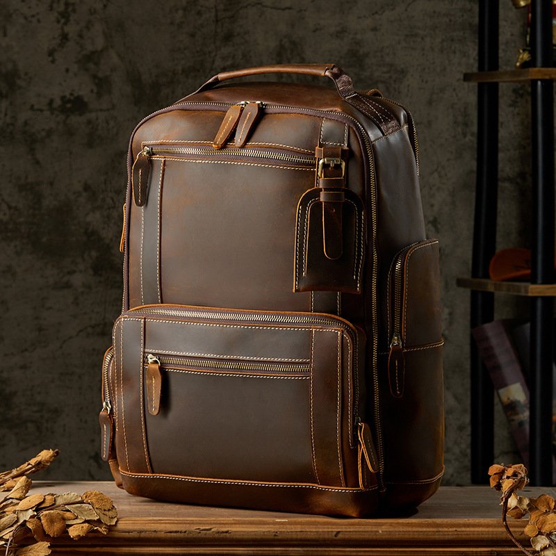 Handmade Leather Backpack for Men - British Style Retro Fashion