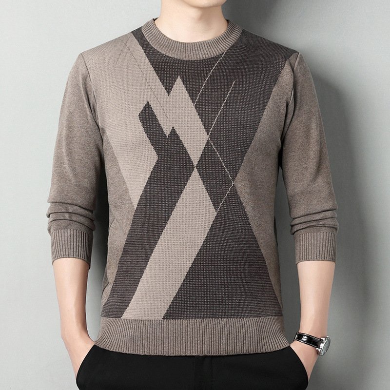 Men's Loose Multicolor Round Neck Warm Sweater – Cozy and Stylish Winter Wear