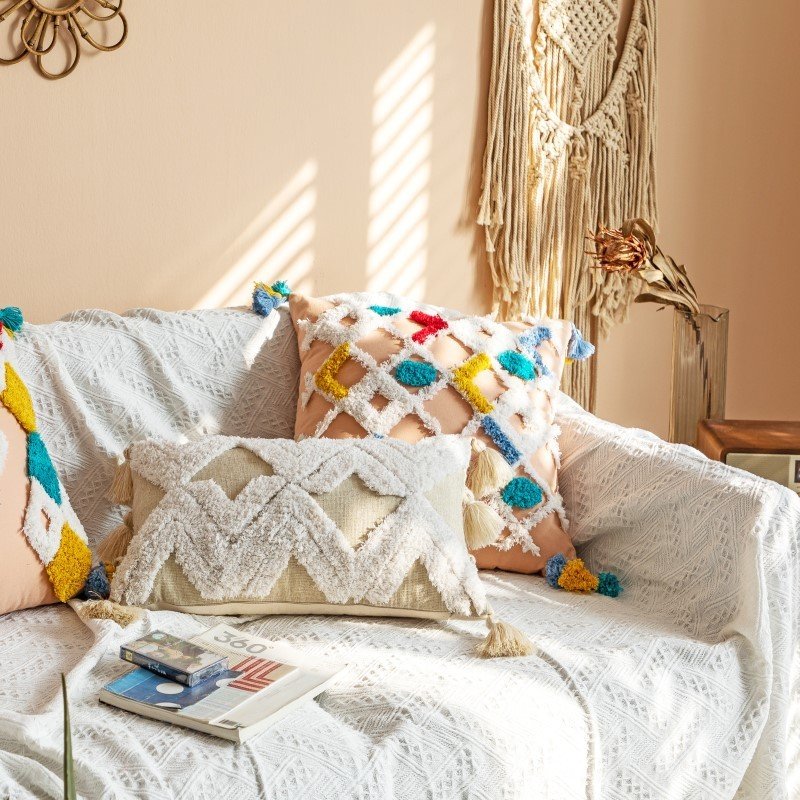 National Wind Tufted Cotton Canvas Pillowcase – Boho Chic Home Decor