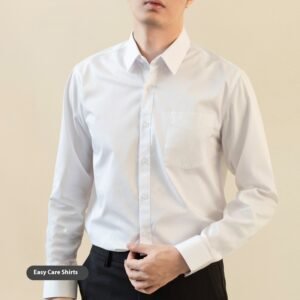Long Sleeve Men's Solid Color Stretch Slim-Fitting Shirt - Iron-Free & Anti-Wrinkle Business Casual