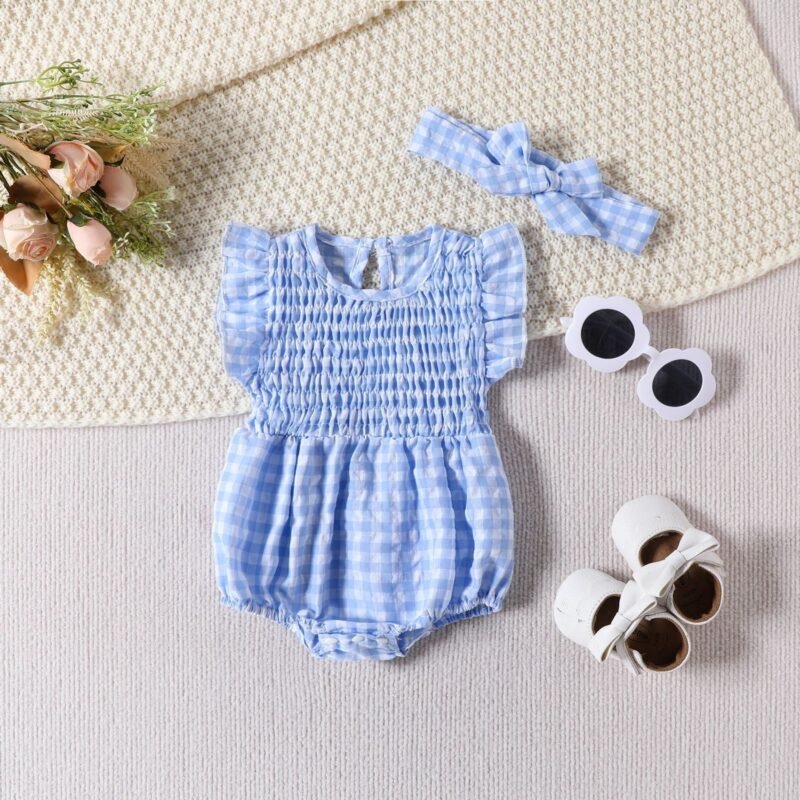 Baby Girl Solid Color Sleeveless Triangle Romper - Cute & Comfy One-Piece Outfit