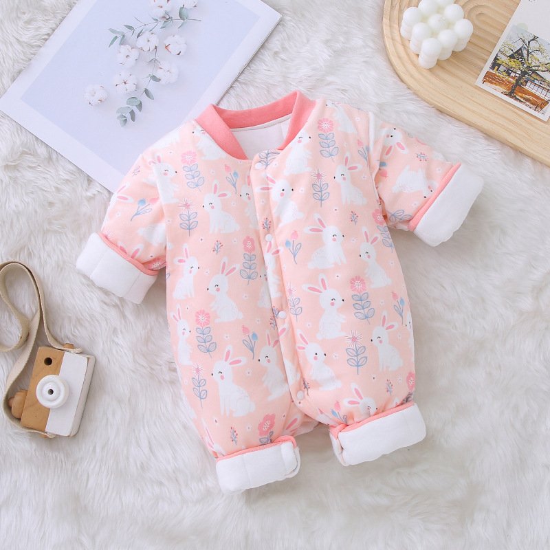 Thick Cotton Baby Jumpsuit – Long Sleeve Warm & Cozy Infant Outfit