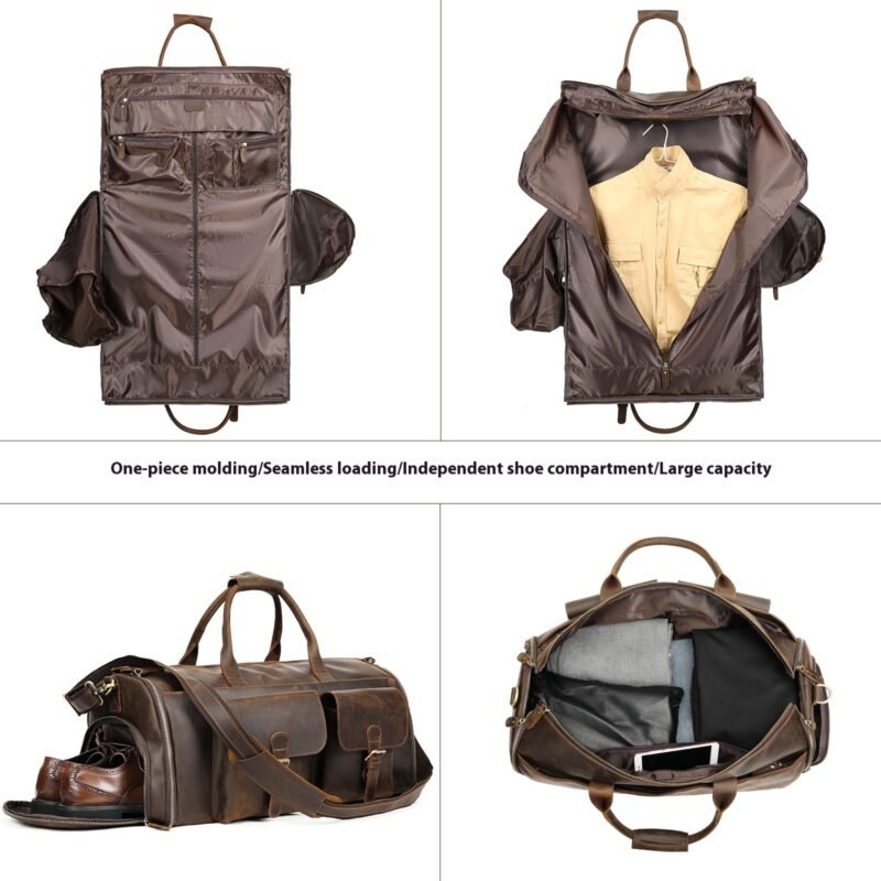 Genuine Cowhide Leather Handheld Portable Travel Bag - Durable & Stylish Men's Travel Bag