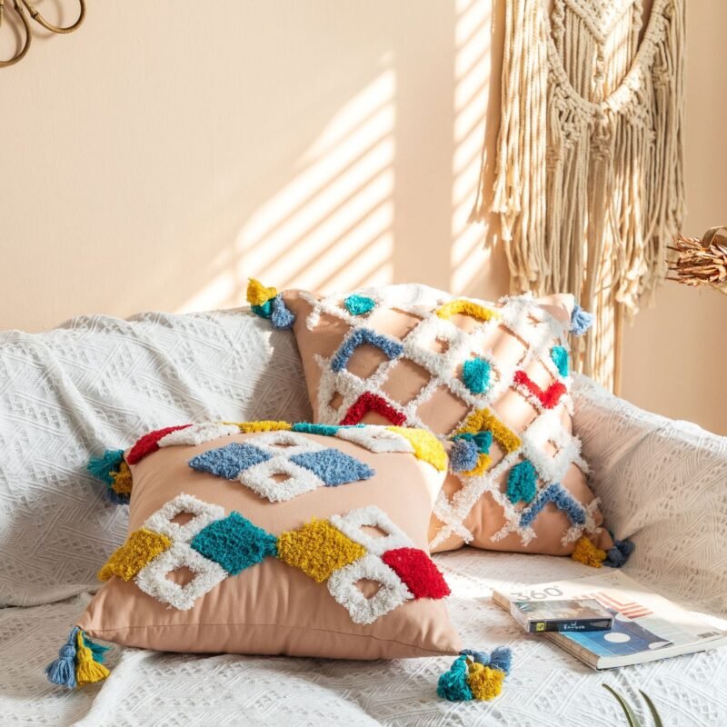 National Wind Tufted Cotton Canvas Pillowcase – Boho Chic Home Decor