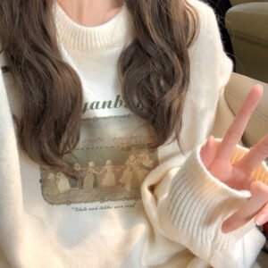Retro Lazy Pullover Sweater for Women - Cozy & Stylish Vintage Top