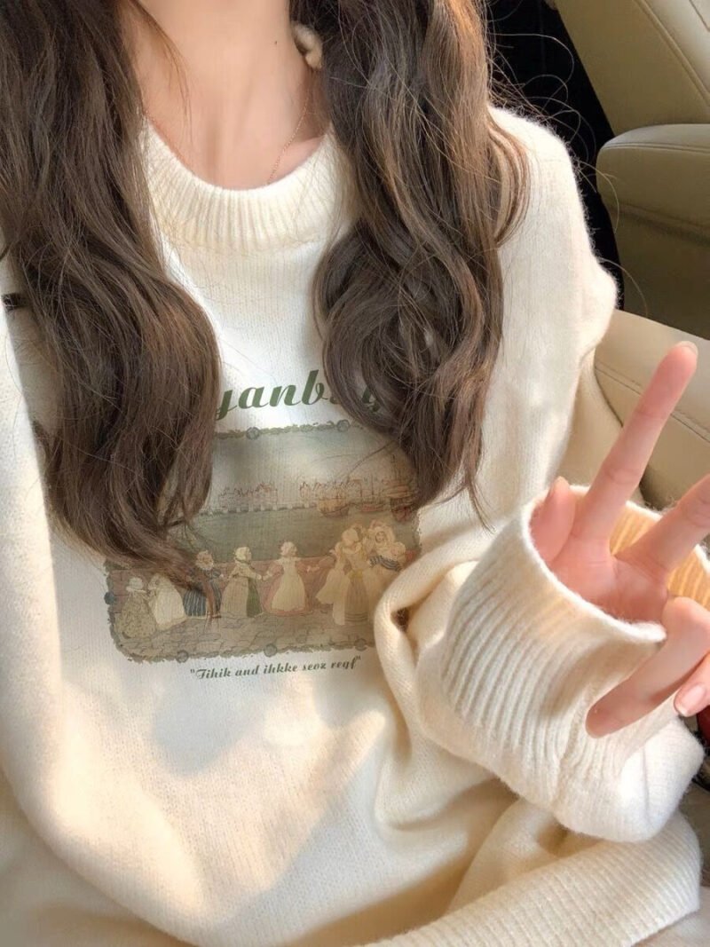 Retro Lazy Pullover Sweater for Women - Cozy & Stylish Vintage Top