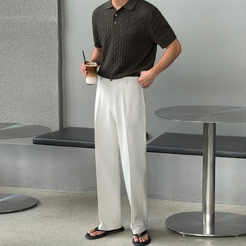 Knitted Short Sleeve Men's Loose Polo Shirt – Comfortable Half Sleeve T-shirt