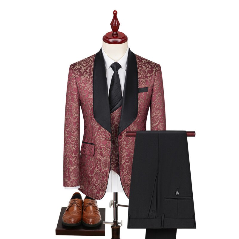 Men's Jacquard Suit - Elegant Wedding Dress Suit for Grooms & Formal Events