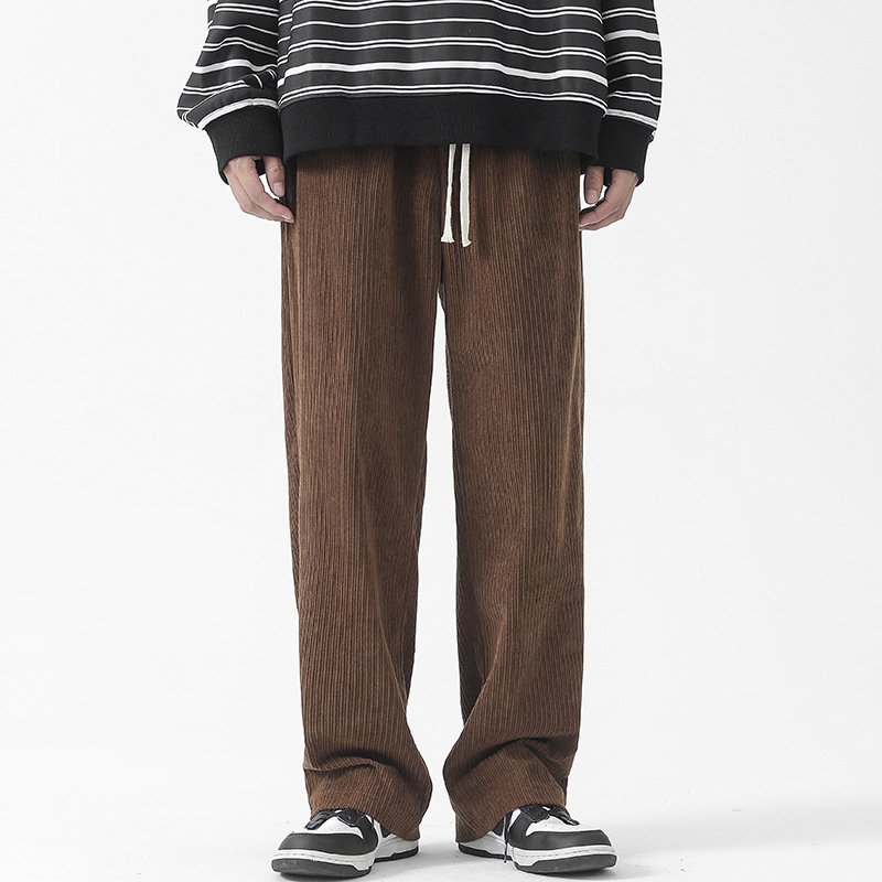 Fleece-Lined Thick Loose Straight Corduroy Pants – Warm & Comfortable Winter Wear