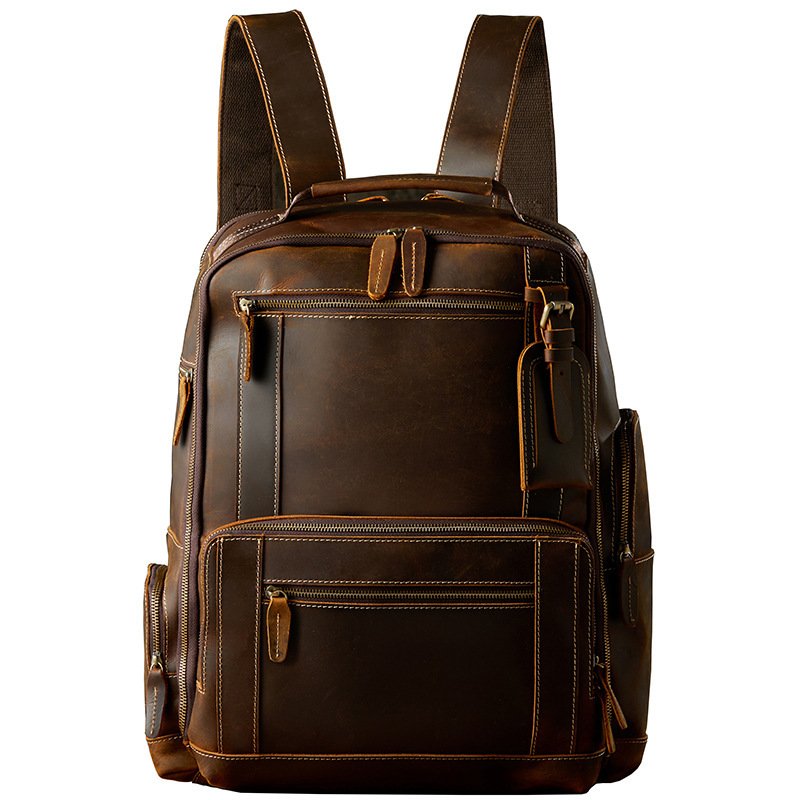 Handmade Leather Backpack for Men - British Style Retro Fashion