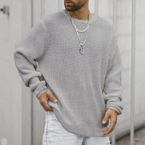 Long Sleeve Crew Neck Casual Men's Loose T-Shirt – Comfortable & Stylish