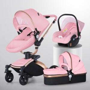 High Landscape Baby Stroller – 360-Degree Rotation, 3-in-1 Foldable Basket